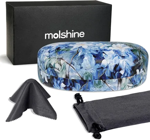 Vista 2 de molshine Estuche rígido para lentes de sol, funda clásica grande para lentes de sol, anteojos con paño de limpieza, bolsillo