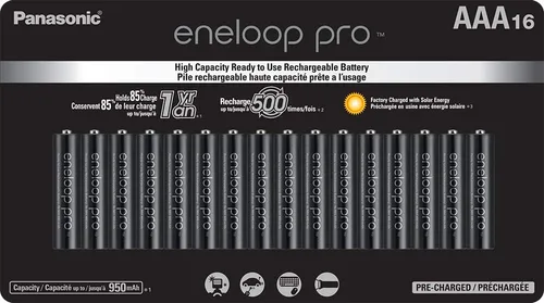 Vista 5 de Eneloop Panasonic BK-3HCCA16FA pro AA Baterías recargables precargadas Ni-MH de alta capacidad, paquete de 16 y baterías recargables precargadas