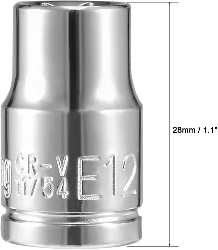 Vista 4 de uxcell 3/8-inch Drive E12 Toma externa Torx poco profunda, acero Cr-V