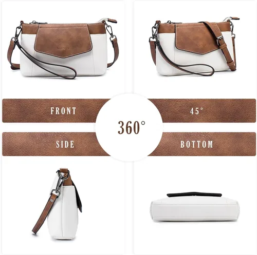 Vista 5 de LOIESCOI Bolso bandolera pequeño para mujer, cartera de cuero con ranuras para tarjetas de crédito