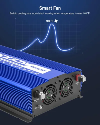 Vista 5 de Inversor de corriente de 3000 W, 12 V CC a 110 V CA, inversor de batería de coche con 4 salidas de CA/2 puertos USB, inversor de automóvil