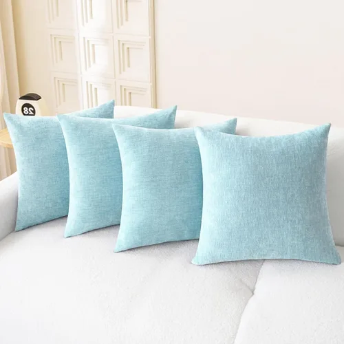 Vista 34 de CaliTime - Paquete de 2 fundas de almohada acogedoras para sofá, decoración del hogar, felpilla suave teñida sólida, 16 x 16 pulgadas, marrón Marrón