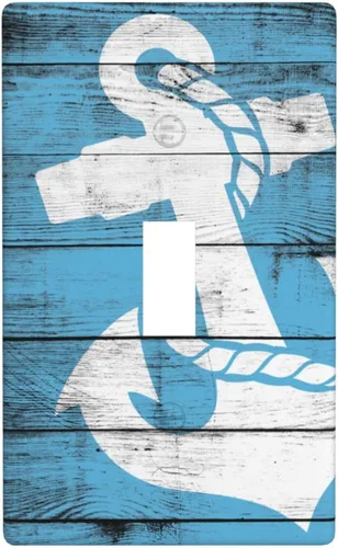 Vista 10 de Board Nautical Anchor Double Rocker Light Switch Plate Cover Decor Wall Plate Cover For Home Bedroom Kitchen Decorative 4.6 * 4.5 Inch