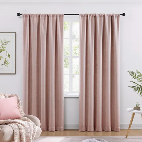 Vista 19 de WRENSONGE Cortinas opacas para dormitorio, cortinas opacas negras de 63 pulgadas de largo para sala de estar, ventanas, cocina, habitación, cortinas