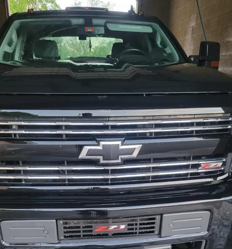 Vista 6 de Rejilla de acero inoxidable y pintura electrostática negra para insertar en defensa de 2015+ Chevy Silverado 2500 3500 HD Edición "Z-71