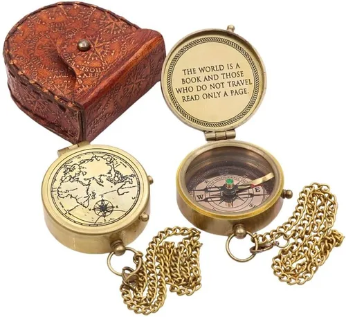 Vista 18 de Compass Gift for Mom/Dad, Vintage Pocket Compass Engraved with Go Confidently Customized Gifts for Women/Men, Baptism 2026 Communion Christian