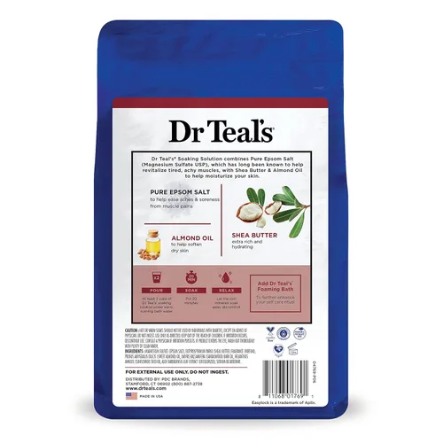 Vista 11 de Dr Teal's - Sal de Epsom con Magnesio para Remojar, Suavizar y Hidratar con Manteca de Karité y Aceite de Almendras, 3 libras