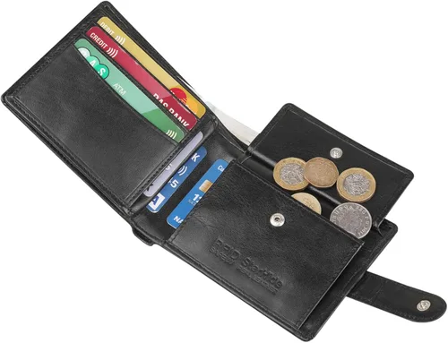 Vista 5 de Starhide Cartera de cuero italiano VT con bloqueo RFID para hombre, 1212, Negro -, Cartera RFID