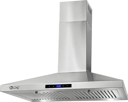 Vista 3 de AKDY Campana extractora de montaje en pared de 30 pulgadas, ventilador de 3 velocidades y luces LED en acero inoxidable, campana extractora