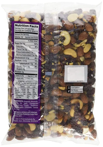 Vista 2 de Trader Joe's Simply Almonds, anacardos y arándanos Trek Mix... Bolsa de 16 onzas, paquete de 2