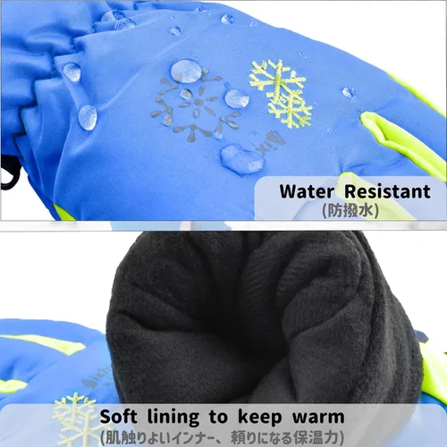 Vista 3 de Azarxis - Guantes de esquí para niños, de invierno, cálidos, impermeables para nieve, snowboard, trineo