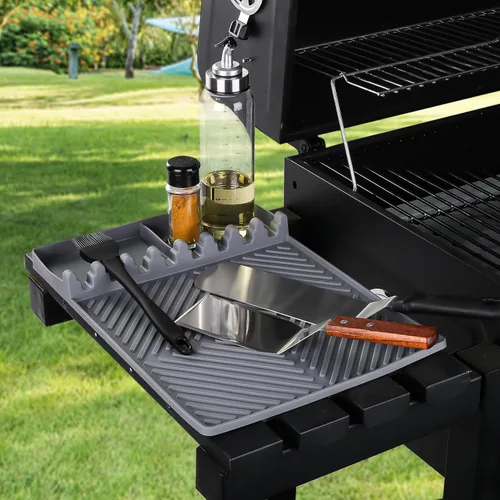 Vista 7 de Estera de Parrilla Barbacoa Accesorios de Parrilla para Blackstone, Estera de Estante Lateral Parrilla para Parrilla al Aire Libre, Espatula