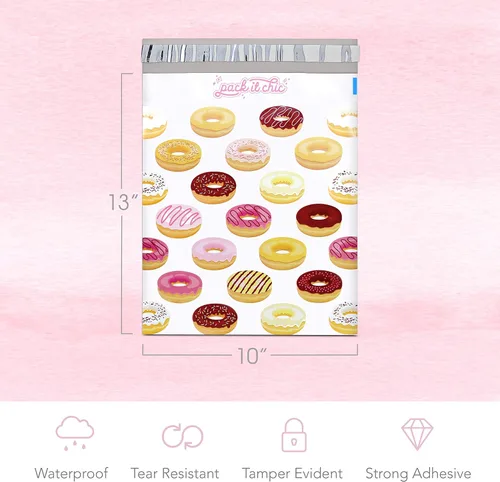 Vista 2 de Bolsas Poly Mailer para alimentos, 10" x 13", Patrón de rosquilla