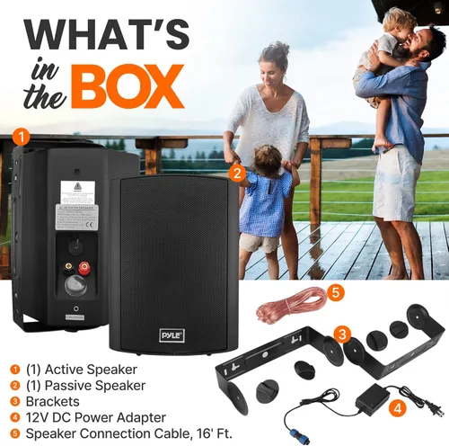 Vista 3 de Pyle Sistema de altavoces Bluetooth impermeable + receptor Bluetooth amplificador de cine en casa (negro)