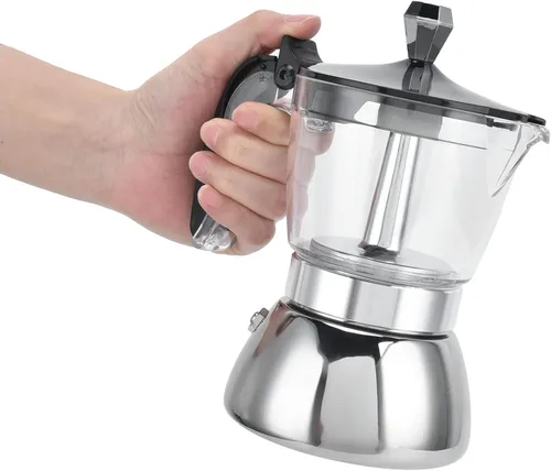 Vista 8 de Gavigain Cafetera espresso para estufa, cafetera espresso para estufa de 6 tazas, cafetera italiana y cubana de acero inoxidable, cafetera doméstica
