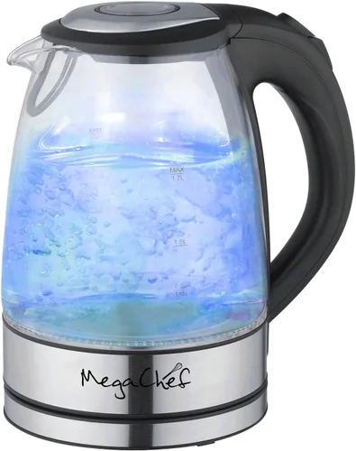 Vista 10 de MegaChef 1.8Lt. Cuerpo de vidrio y hervidor de té eléctrico de acero inoxidable con infusor de té