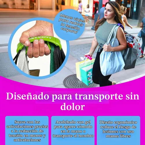Vista 5 de Click & Carry Almacenamiento y organización de la cocina, organizador de bolsas de plástico y soporte para compras fáciles, Shark Tank, asa