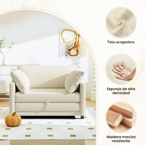 Vista 6 de Myroyalsit - Sofá cama convertible de 51 pulgadas, sofá cama plegable 2 en 1, sofá biplaza para espacios pequeños, con 2 cojines, para apartamento