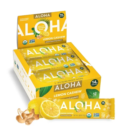 Vista 23 de ALOHA Barras de Proteína Orgánicas a Base de Plantas Chocolate Caramelo Pecana 12 Unidades, Barras de 1.98oz Veganas, Bajas en Azúcar, Sin