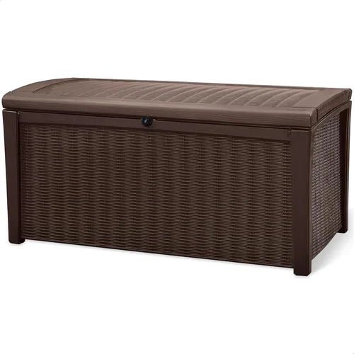 Keter Borneo Caja de Cubierta de Resina de 110 Galones - Organización y Almacenamiento para Muebles de Patio, Cojines de Exterior, Almohadas
