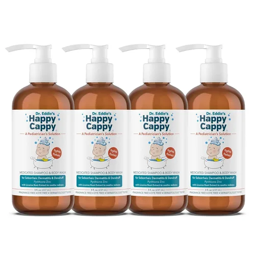 Vista 7 de Happy Cappy Champú y Jabón Corporal Medicado del Dr. Eddie – Champú para la Caspa del Bebé, Ayuda con la Costra Láctea y la Dermatitis Seborreica