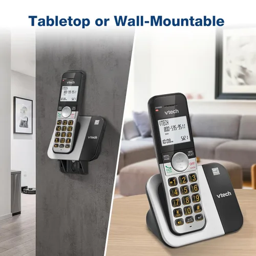 Vista 7 de VTech Teléfono inalámbrico con pantalla grande y botones grandes, DECT 6.0 con identificador de llamadas/llamada en espera, altavoz dúplex completo