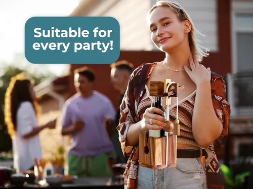 Vista 2 de BSIRI Rompecabezas de botella de vino - Desafiante soporte de botella de vino de madera 3D y juego de rompecabezas de bloqueo de vino para adultos.