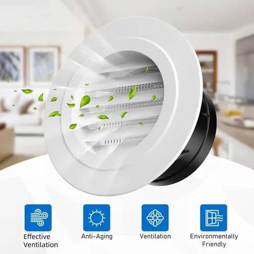 Vista 4 de Hon&Guan Soffit Vents - Cubierta redonda de ventilación de aire de escape de 4 pulgadas con pantalla de mosca integrada para baño, cocina, oficina