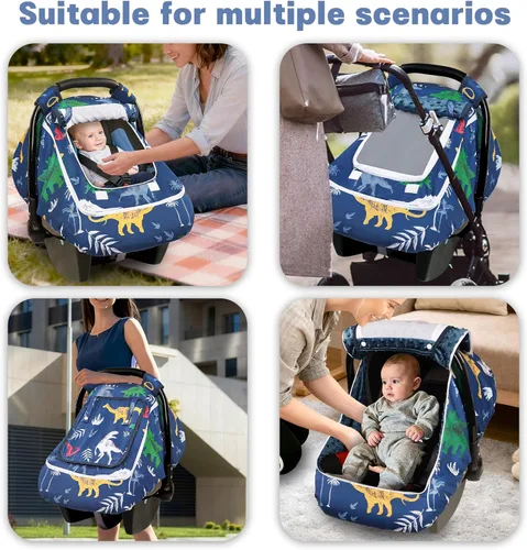 Vista 8 de Hooyax Funda de asiento de automóvil para bebé con doble cremallera, toldo de asiento de automóvil con ventana de malla extra grande, protección