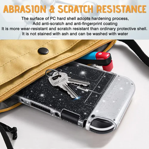 Vista 4 de DLseego Protective Glitter Case Compatible with Switch OLED Console Updated Version, Glitter Bling Soft TPU Cover with Shock-Absorption and