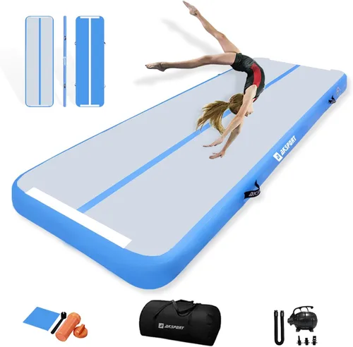Vista 22 de AKSPORT - Tapete de aire para gimnasia o acrobacias, inflable, con bomba de aire para uso en el Negro