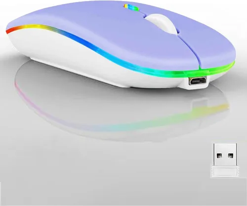 Vista 20 de Paquete de 10 ratones inalámbricos Bluetooth, LED de doble modo recargable, silencioso y delgado, portátil (receptor BT5.2+USB), mouse