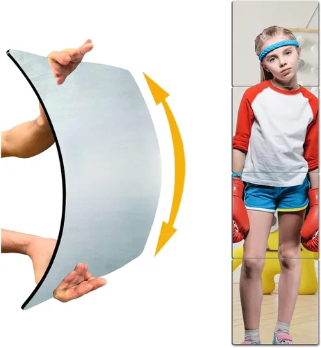 Espejo de Puerta Irrompible de Cuerpo Completo, Espejo de Cuerpo Entero para Niños, Paquete de 4 de 12 x 12 pulgadas, Espejos Largos de Plexiglás a