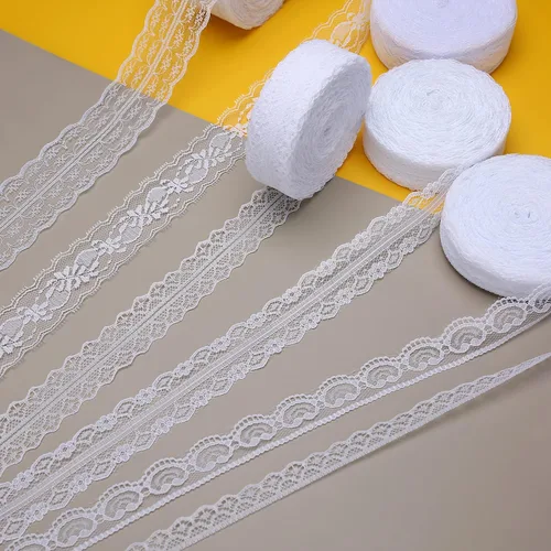 Vista 7 de Cinta de encaje blanco de 30 yardas, envoltura de regalos, decoración de vestidos, decoración de boda, manualidades de costura (estilo 4)