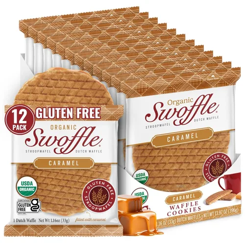 Vista 6 de Stroopwafel - Waffle, galletas de gofre sin gluten, gofres Kosher orgánicos envueltos individualmente, sin OMG, sin soja, sin nueces, sabor a