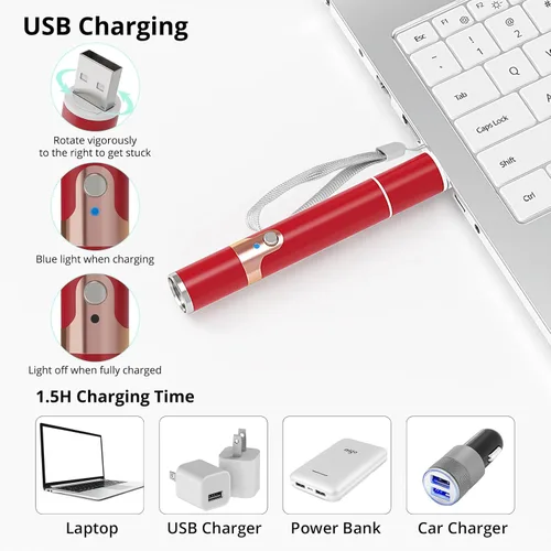 Vista 5 de TBTeek Juguetes para gatos de interior, 2 piezas, recargable, 7 patrones ajustables, juguete interactivo para gatos y mascotas, juguete de Rojo