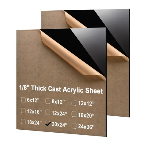 Vista 51 de KINLINK Hojas de plexiglás 12x12 de 1/8 pulgada de espesor - Lámina de acrílico negro fundido de 3mm, lámina de plástico policarbonato