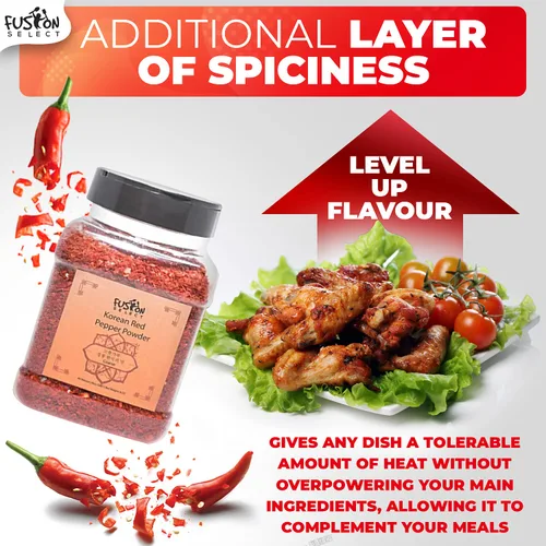 Vista 3 de Fusion Select Copos de Chile Rojo Coreano Premium Sin GMO y Sin Gluten, Polvo de Pimienta Roja Picante Premium Gochugaru para Sazonar Kimchi, Pollo