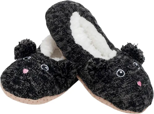 Elanze Designs Pantuflas suaves antideslizantes con forro de felpa para interior para mujer Negro