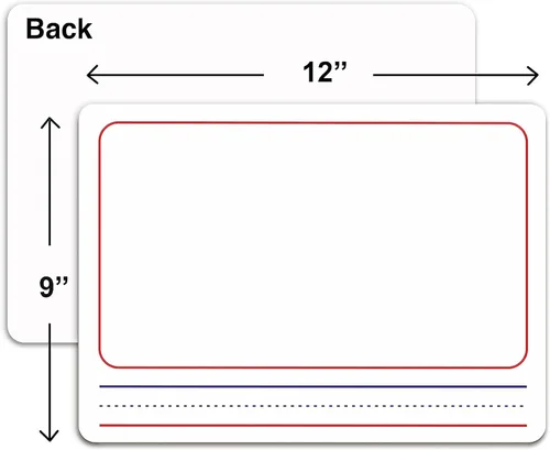 Vista 8 de Pizarrón blanco de doble cara de 23 x 30 cm con líneas para historias, pizarra de borrado en seco para escritura de niños, edad 3-5, práctica