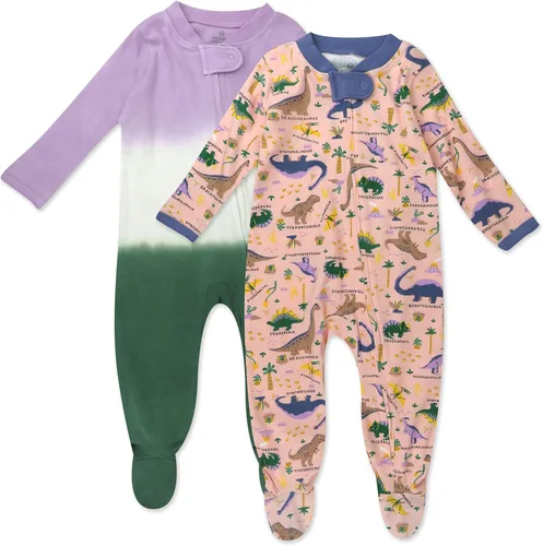 HonestBaby Pijama de una pieza con pies para dormir y jugar, con cremallera frontal, algodón orgánico, para bebés, niños, niñas, unisex