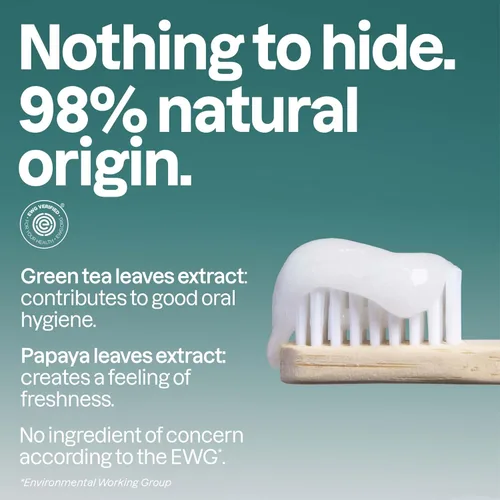 Vista 3 de Attitude Pasta dental sin flúor para aliento fresco, sabor a menta, vegana y libre de crueldad, sin azúcar, ingredientes a base de plantas