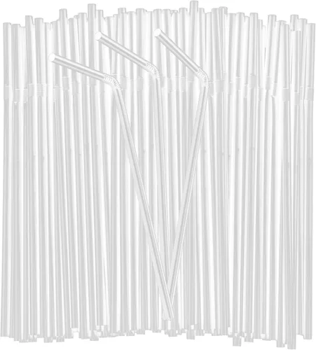 Vista 7 de 150 popotes desechables de plástico para beber, popotes flexibles, desechables, largos, coloridos, de plástico, a rayas, varios colores para uso