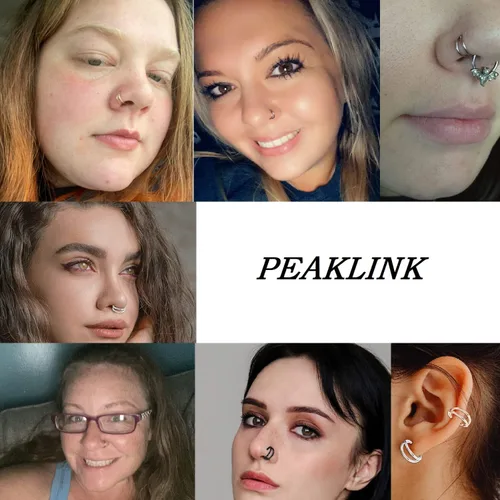 Vista 4 de PEAKLINK Piercing de acero quirúrgico 316L para tabique de nariz para dormir, hélice, grajo, cartílago, daith, tragus, lóbulo, nariz, joyería
