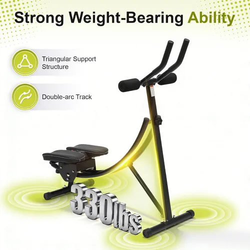 Vista 6 de Abdominal Crunch Coaster, Height Adjustable Ab Trainer Abdominal Whole with LCD Monitor & Six Silent Rollers, Body Workout Machine for Home