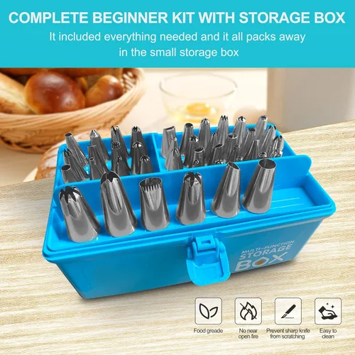 Vista 3 de Juego de 115 piezas de herramientas de decoración de tartas, juego de 115 piezas, kit de decoración de pasteles con 42 puntas de tubería