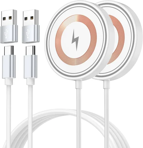 Vista 9 de Magsafe Charger - Cargador magnético para iPhone 17 Pro Max/17e/17/16/15/14/13/12 Series y AirPods, almohadilla magnética de carga rápida