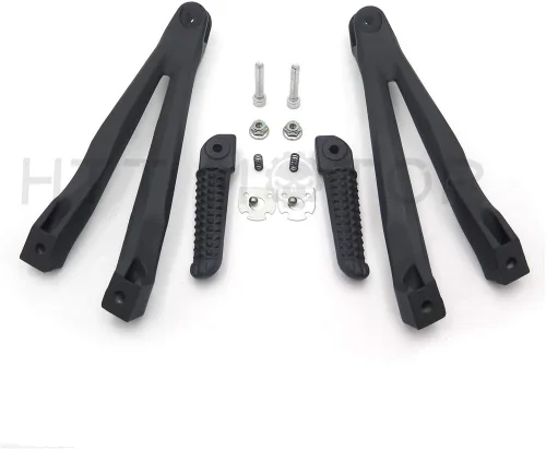 Vista 2 de MT390-005-BK - Soporte de clavijas de pie de pasajero trasero negro plateado compatible con Yzf R1 2004-2008