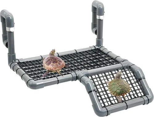 Vista 7 de Fhiny Plataforma de Asoleadero para Tortugas, Muelles de Plástico para Tortugas para Asolearse, Rampa de Escalada para Reptiles, Muelle de Tortuga
