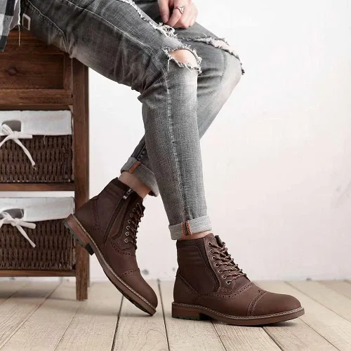 Vista 7 de Botas Chelsea para hombre, elegantes y cómodas, de cuero, con cremallera
